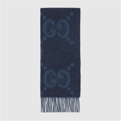 Sciarpa in cashmere GG jacquard in blu 